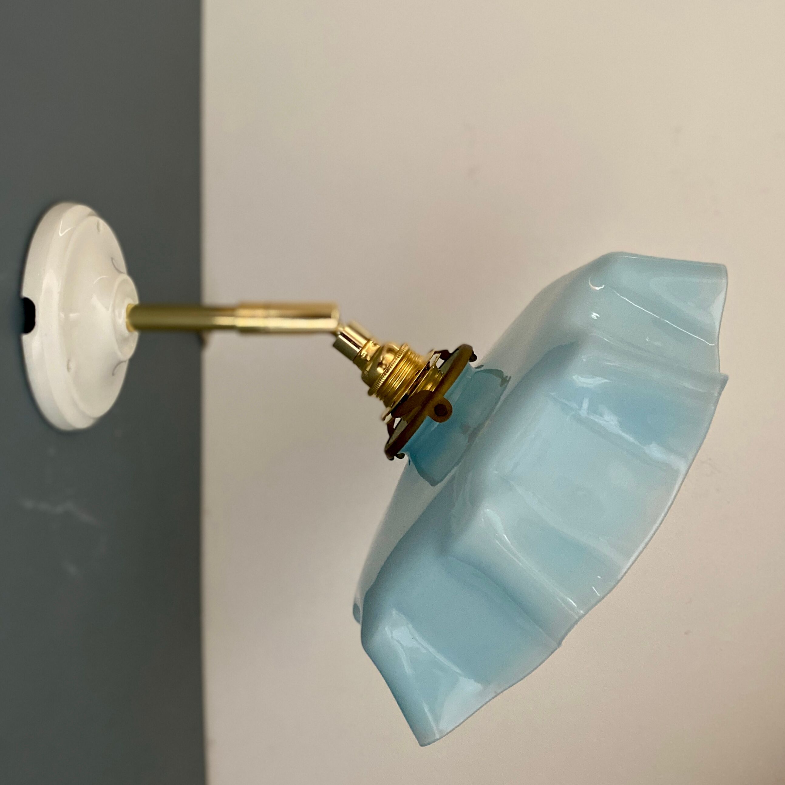 Vintage lampshade in sky blue opaline