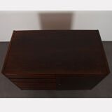Vintage chest of drawers in dark oak, Czech design, 1970