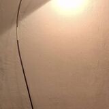 Mid century modern brass and perforated metal arc floor lamp, 1960s