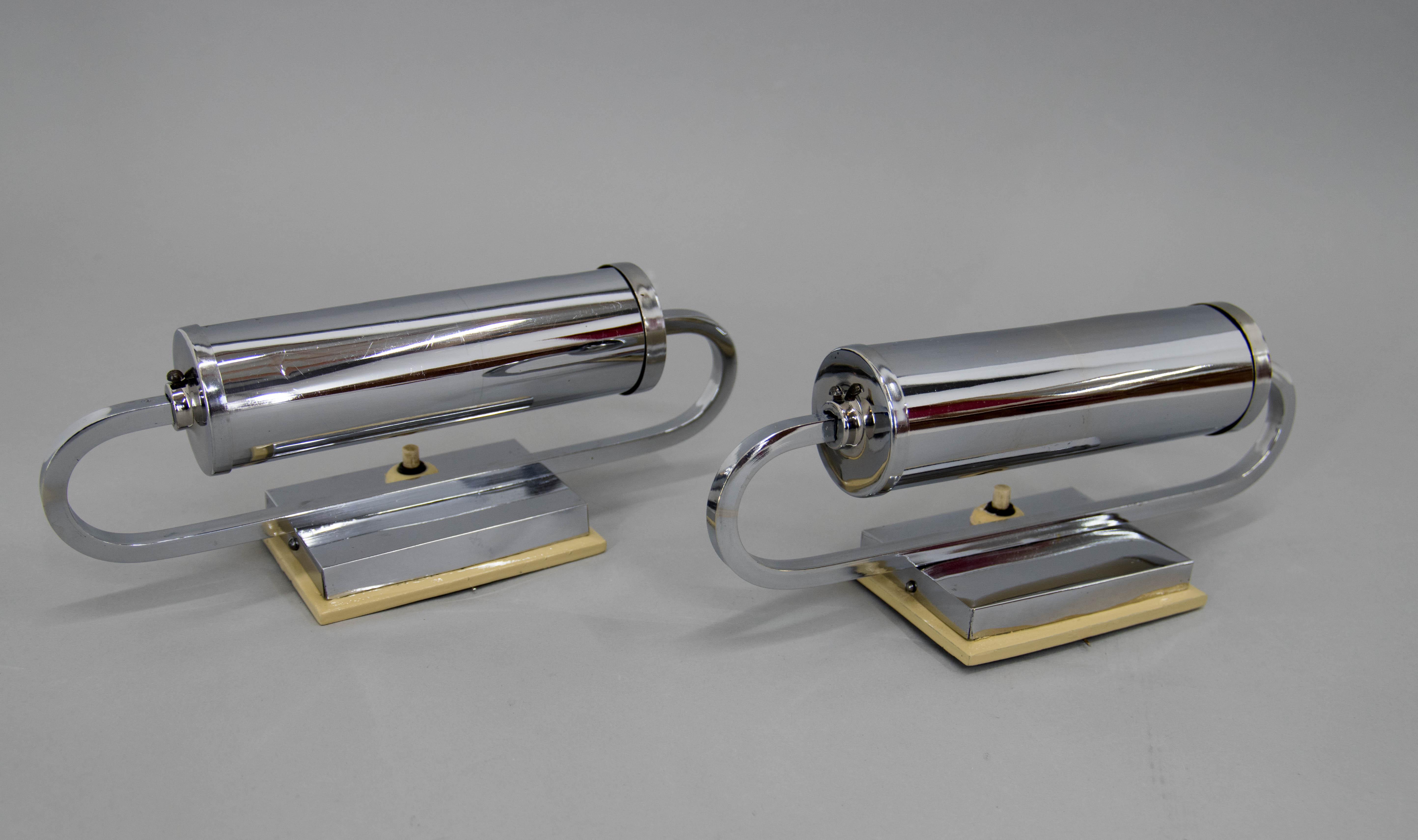 Pair of functionalist wall lights, 1930s