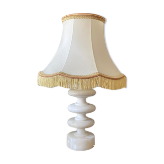 Alabaster table lamp and beige cotton