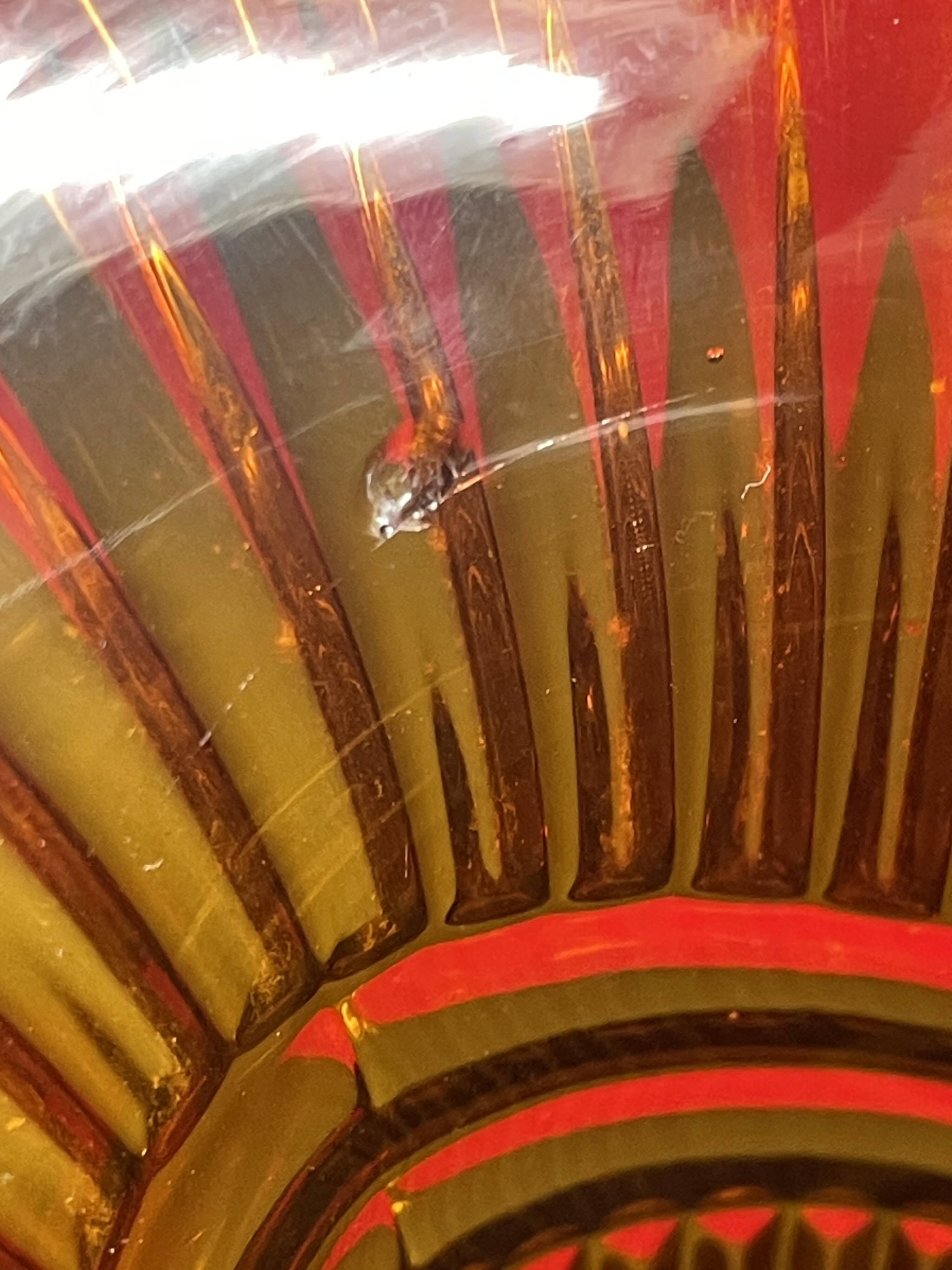 Art Deco Pressed Glass Vase Amber Color 25.3 cm