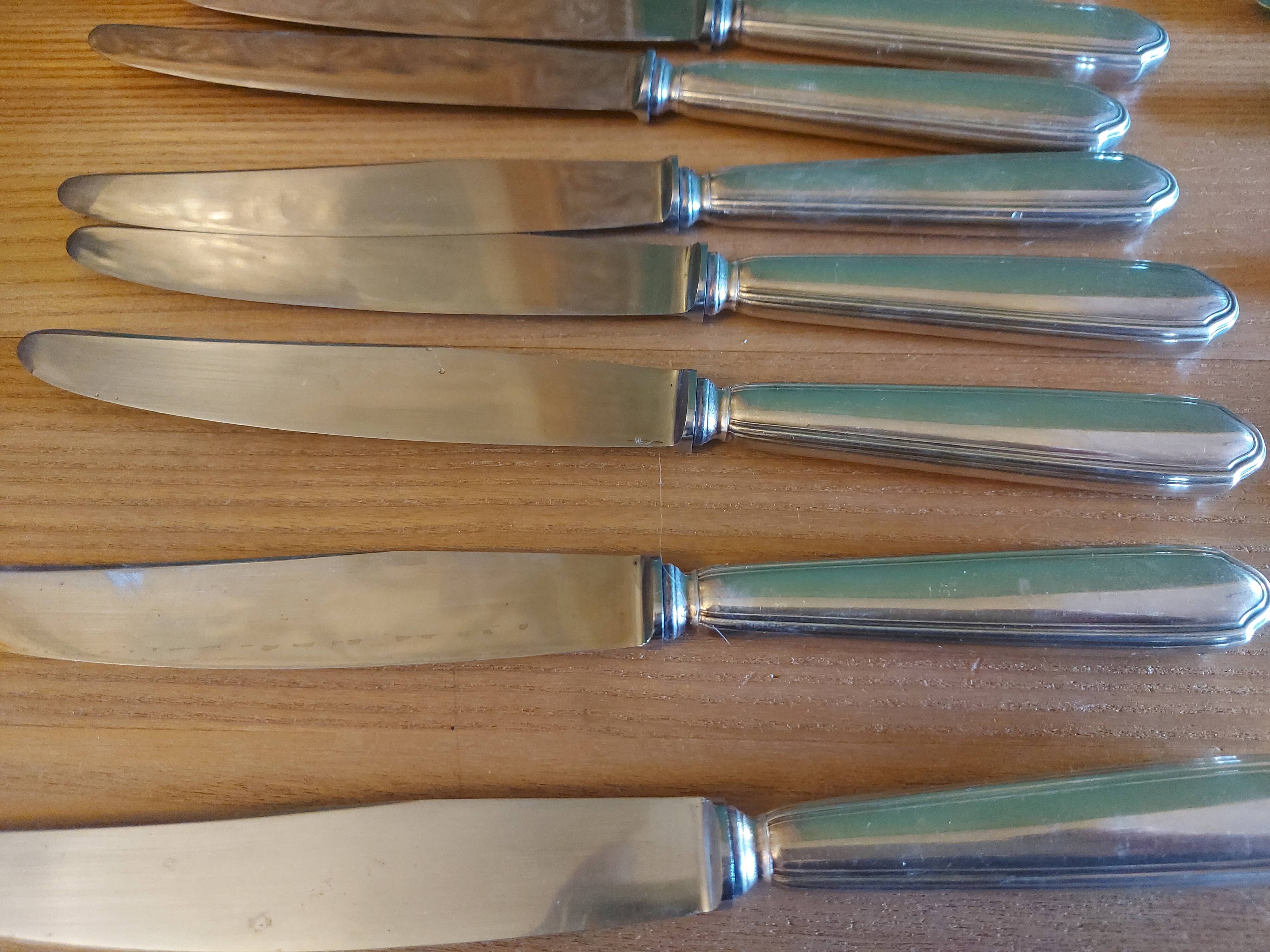 Box 24 silver metal knives, Ravinet Denfert