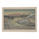 Lithograph by Henri Rivière The Pont des Saints-Pères and the Louvre