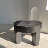 Quadripod coffee table in black monoxyl solid wood