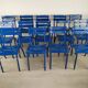 14 blue metal bistro chairs