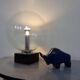 Large glass globe and marble table lamp from Erco, 1960s.