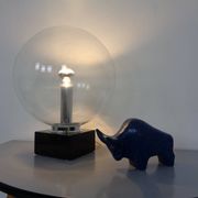 Large glass globe and marble table lamp from Erco, 1960s.