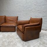 Canapé cognac confortable en cuir