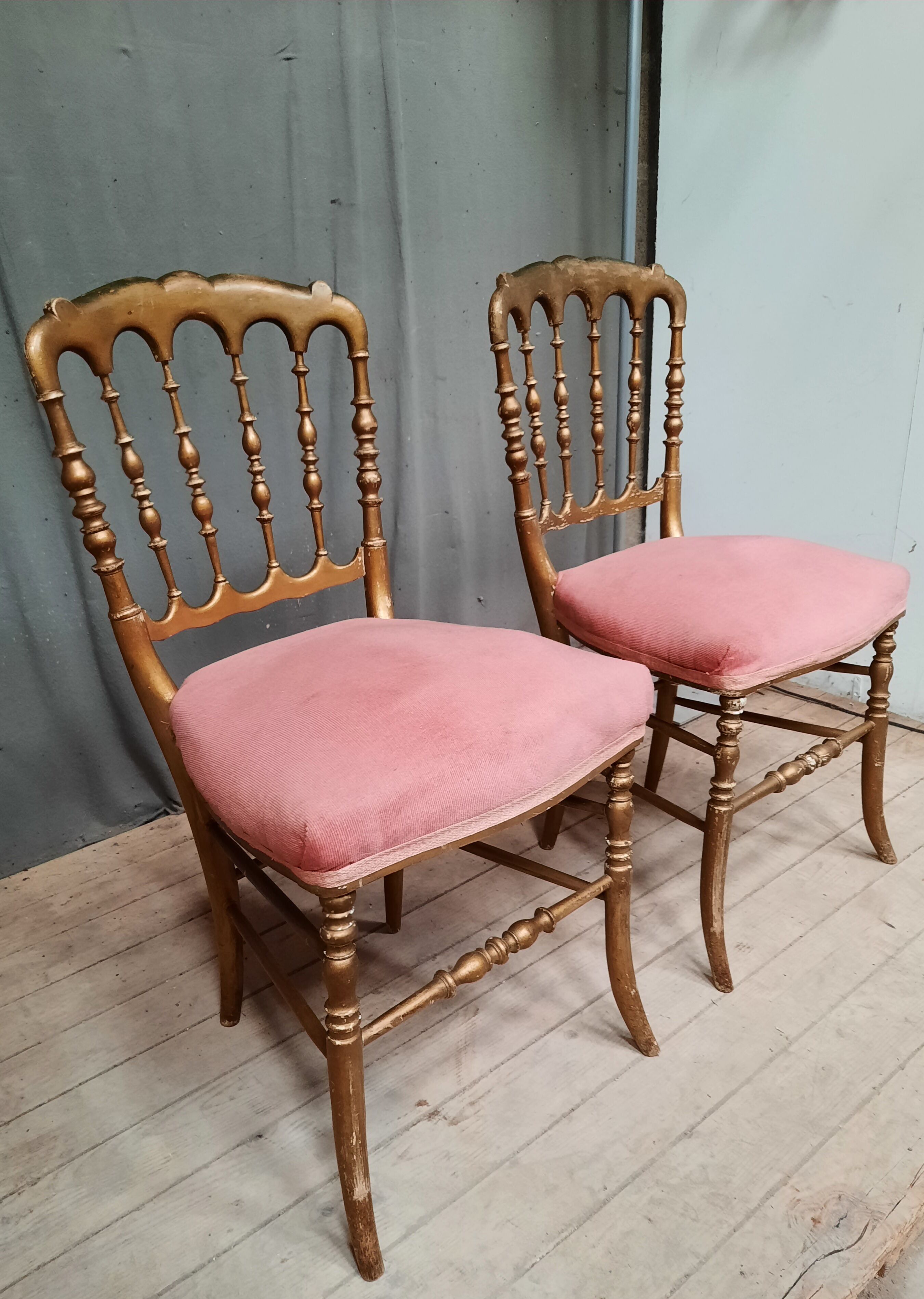 Pair of golden chairs Napoleon III