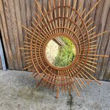 Miroir rotin année 50/60