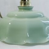 Suspension in vintage almond green opaline - electrified to nine