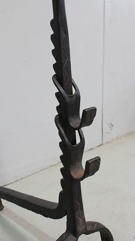 Pair of wrought iron chenets - late nineteenth century