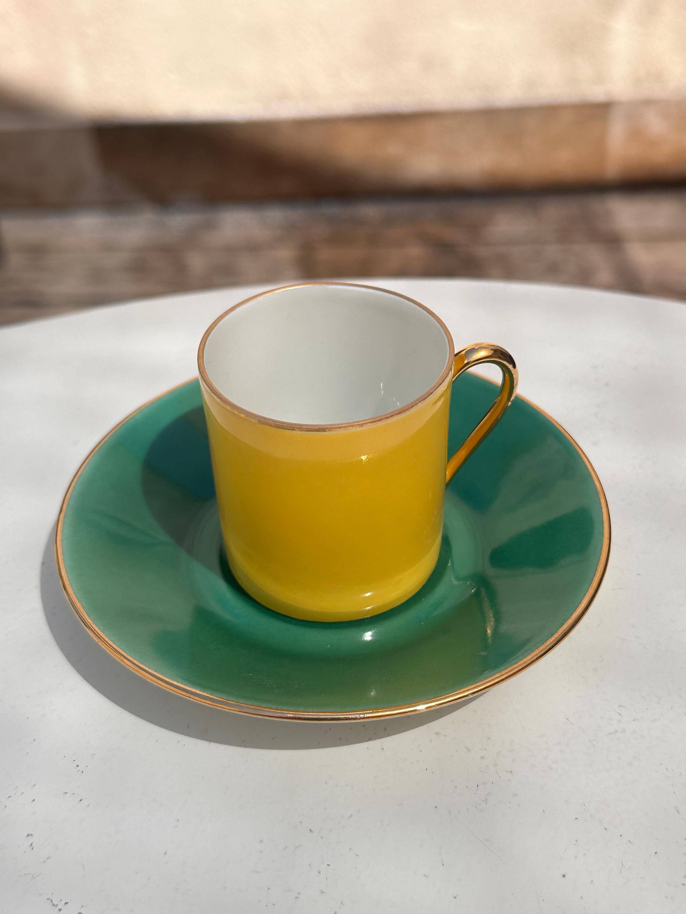 Vintage "Mix and Match" coffee cup set, Sologne porcelain