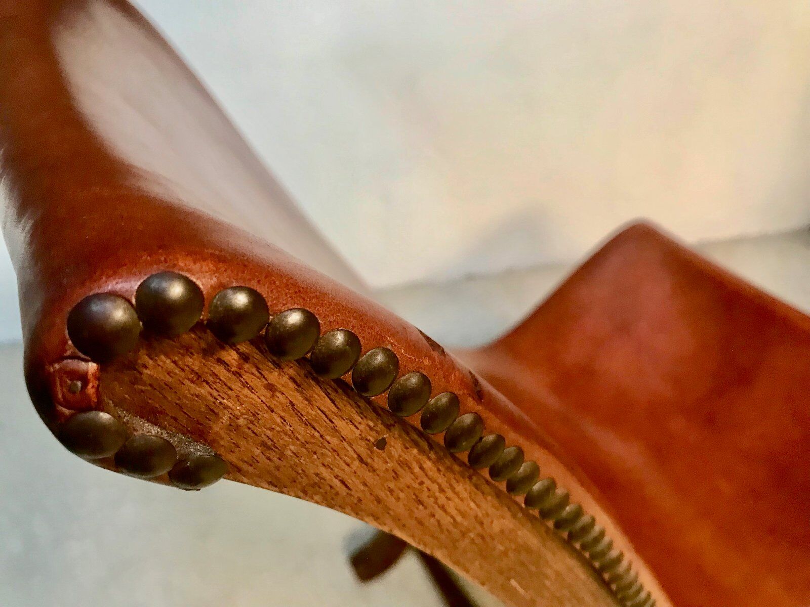 Set of 2 Spanish high-back leather slipper chairs by Pierre Lottier, 1950s