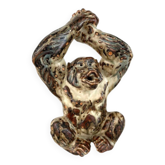 Knud Kjhn stoneware monkey, Royal Copenhagen, 1940s