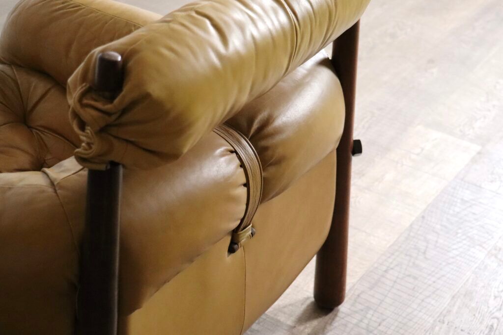 Percival Lafer MP-81 lounge chair in yellow leather, Brazil 1970s