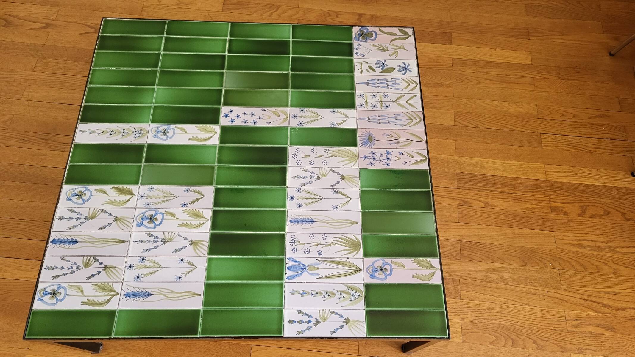 Roger Capron table in glazed green ceramic, France, vintage design.