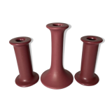 Handmade Vintage Candlestick Holders - Set of 3 Ceramic Candle Holders Colored Pink Design by ODENSE