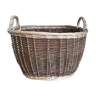 Very large oval laundry basket in two-tone braided wicker with handles