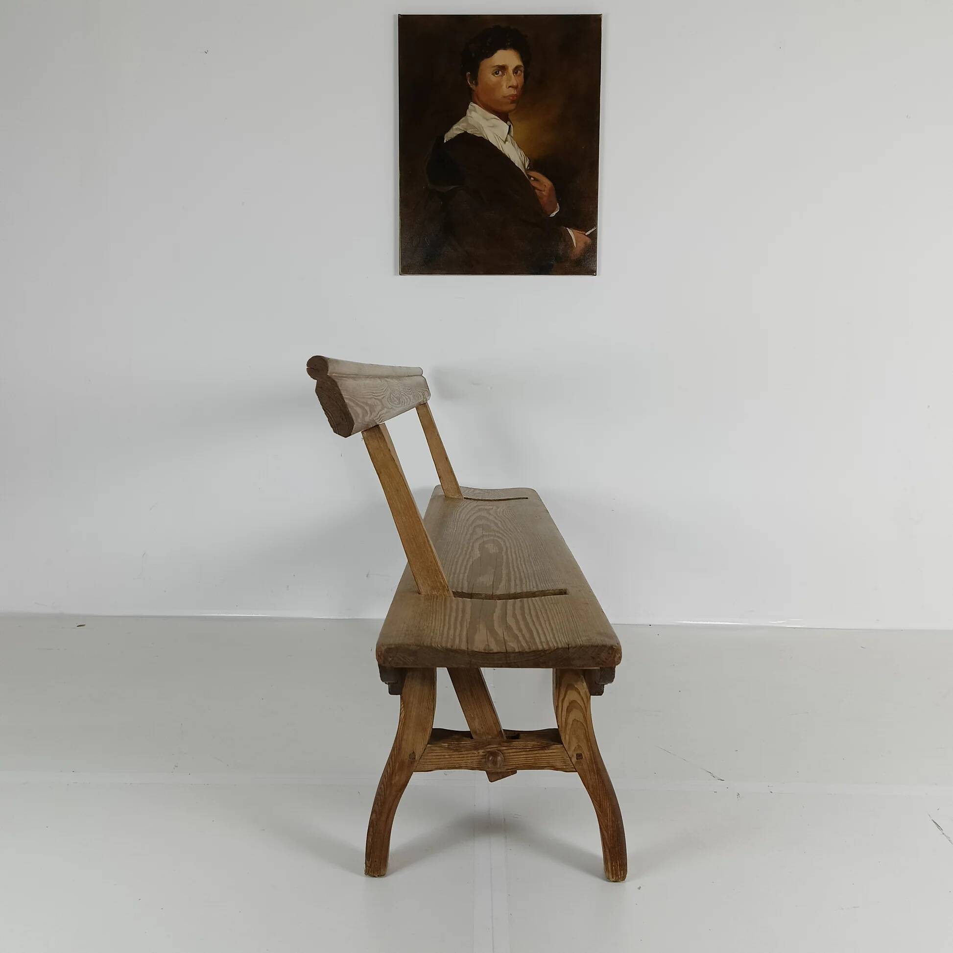 Victorian pitch pine short railway antique bench