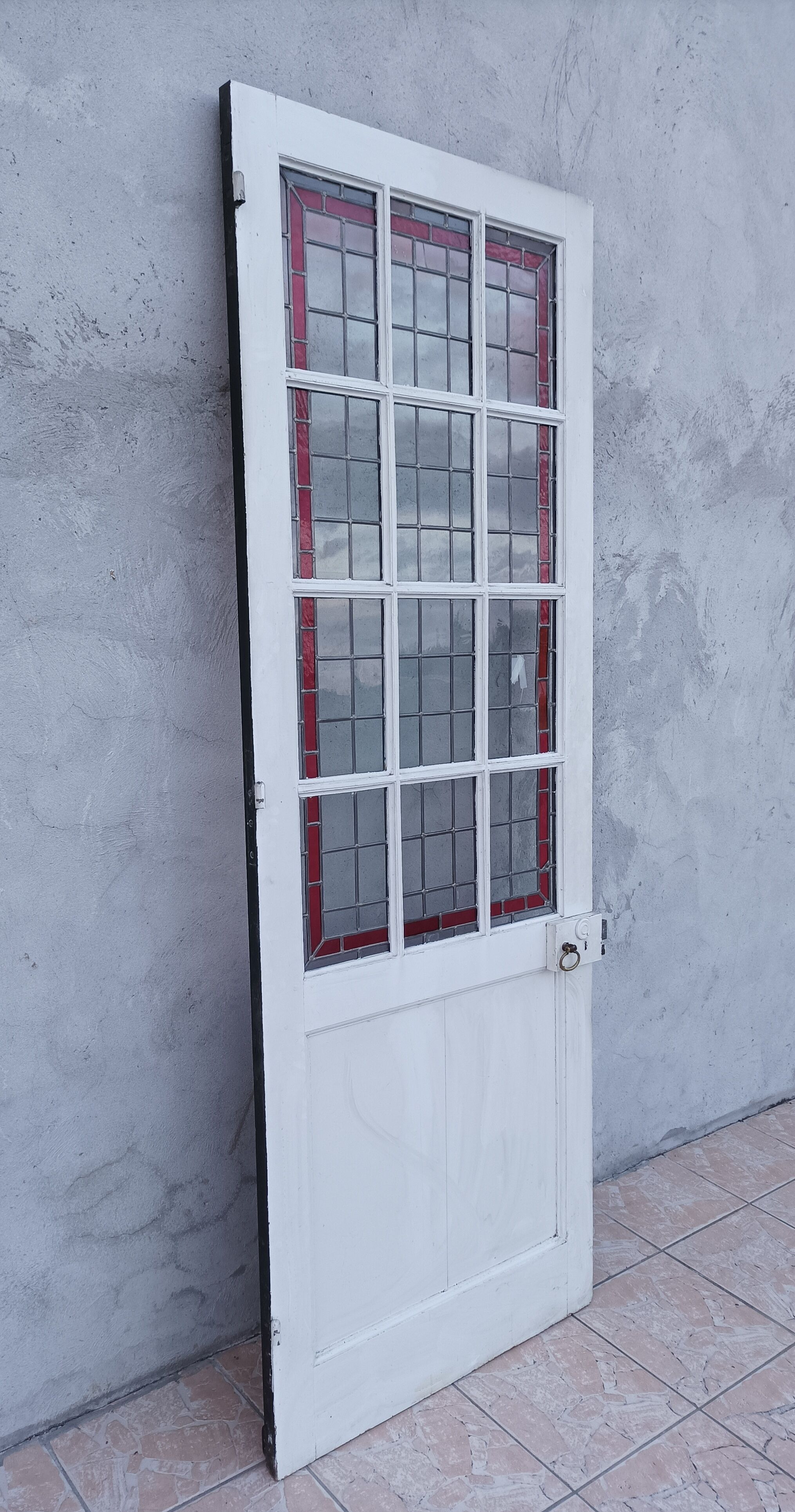 Antique solid wood glass door
