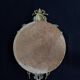 Round Mirror with Ribbon Crest and Lady's Portrait in Gilded Metal