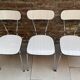 3 vintage chairs in light grey Formica from the 1960s