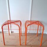 Pair of orange mesh stools Vasteron Ikea