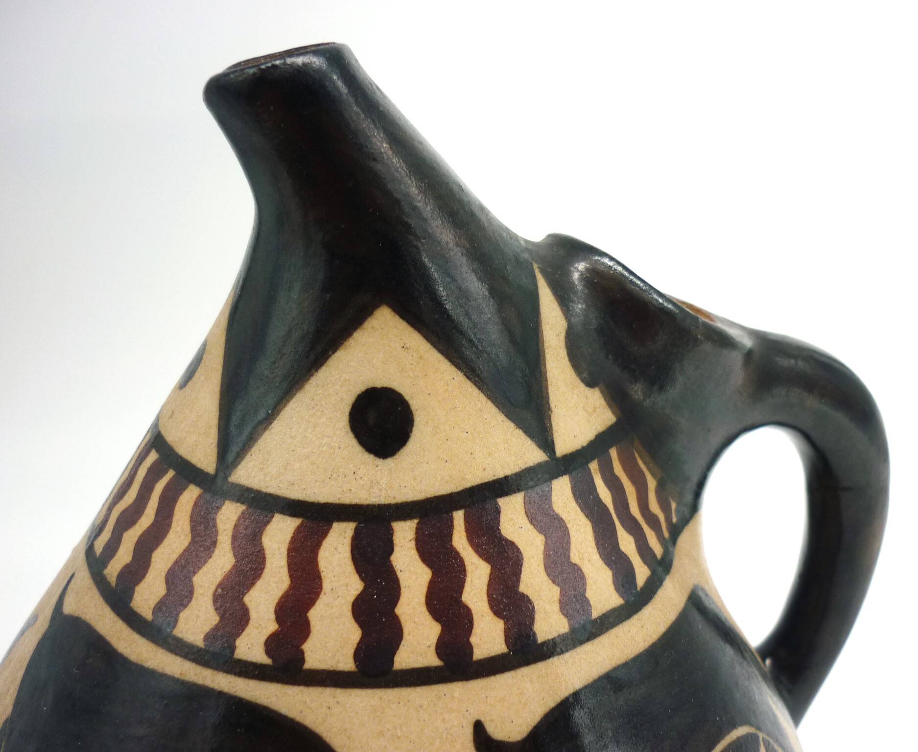 Vase pichet, céramique émaillée, art déco, E. Vilotte Ciboure, antilopes