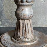 Foot of lamp turned wood carved patina old nineteenth