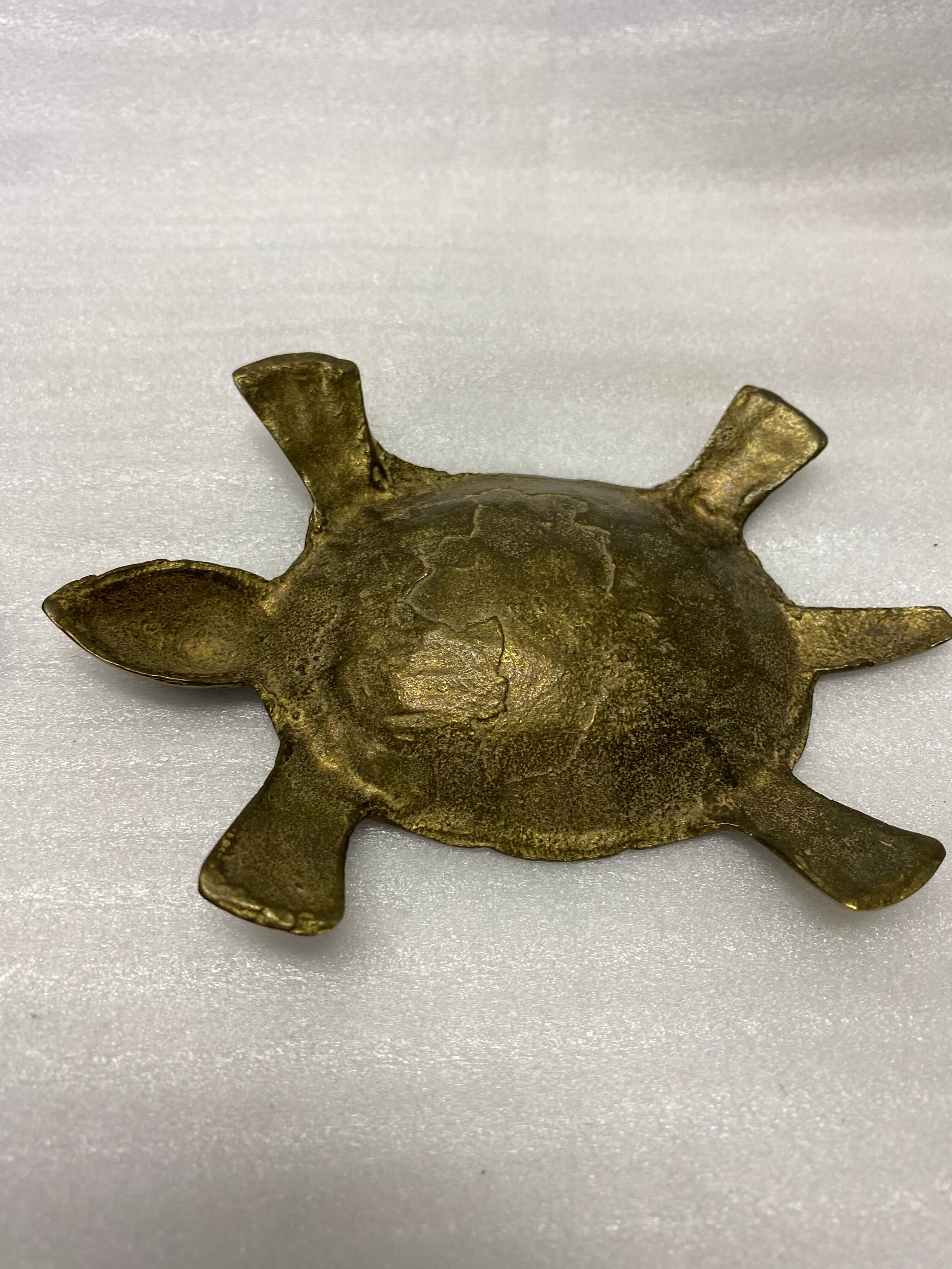 Brass vintage turtle trinket bowl