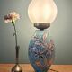 Lampe vintage en céramique et opaline blanche.