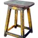 Ancien tabouret d'atelier en teck birman