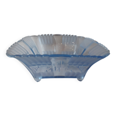 Coupe à fruit en verre poli transparent bleu