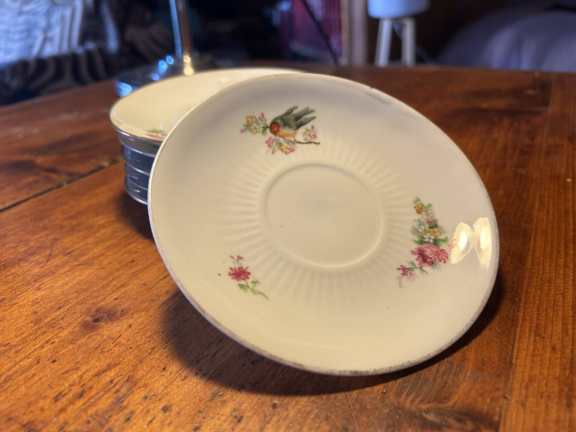 Set of 6 antique porcelain saucers