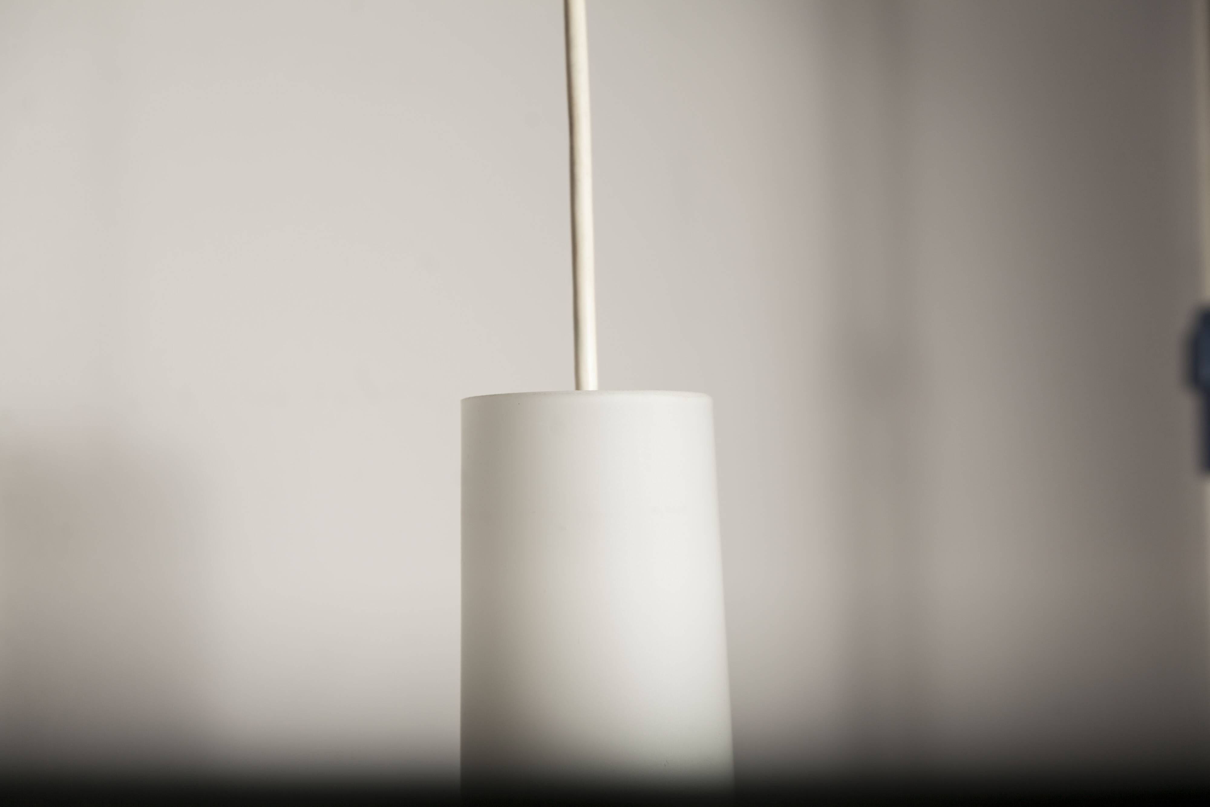Vintage suspension in 2 elements, white opaline and transparent glass.