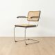 Thonet | Chaise cantilever de Marcel Breuer, époque Bauhaus, chrome, cannage de Vienne, bois noir, accoudoirs