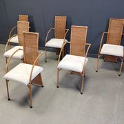 Vintage wicker dining chairs with high backs, 1980s - set of 6