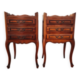 Pair of Louis XV style bedside tables in walnut