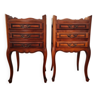 Pair of Louis XV style bedside tables in walnut