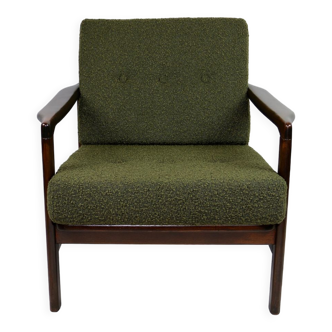 Green Olive Boucle Armchair by Z. Baczyk, 1970s