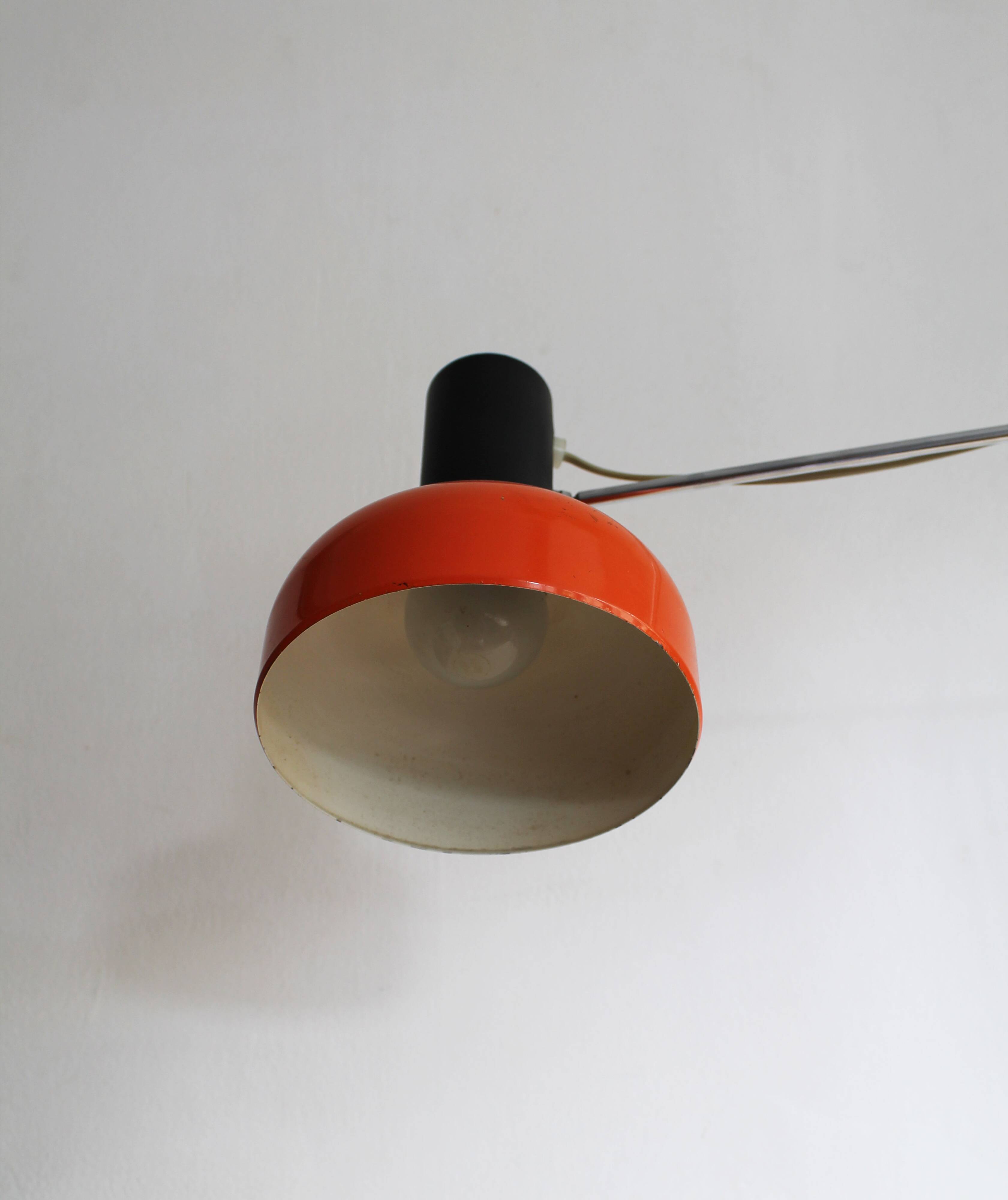 1970s Czechoslovak Orange Clamp Lamp by NAPAKO