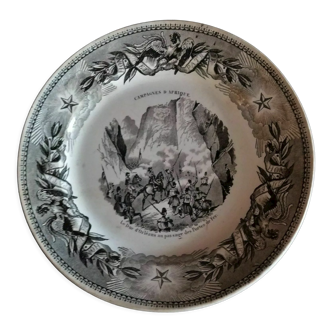 Assiette parlante à thème Montereau campagnes d'Afrique second Empire