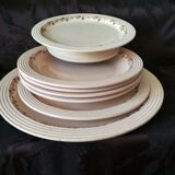 Old art deco plates from the 1930s, service "betty" earthenware Longwy