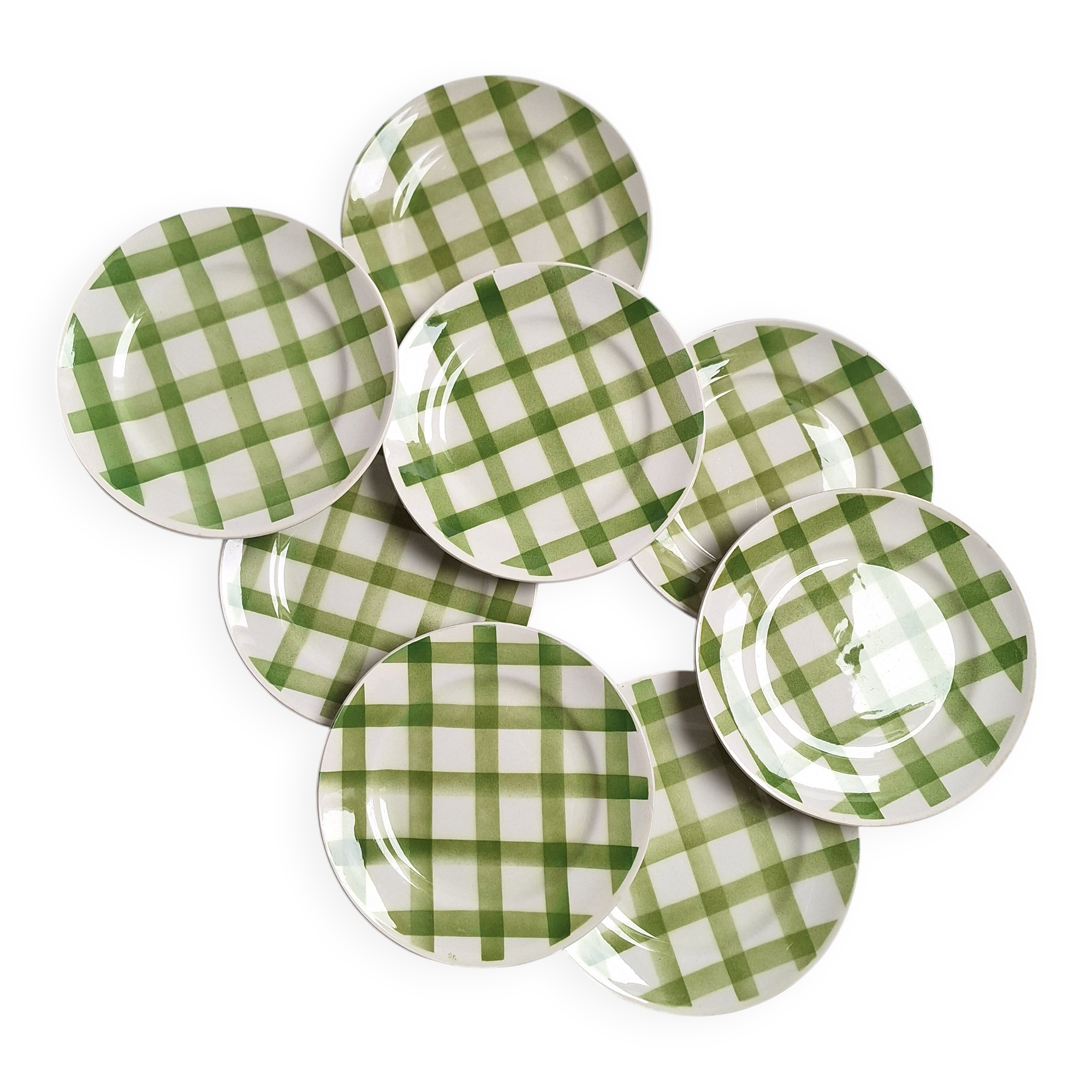 Assiettes à dessert Moulin des Loups - Modèle Nappe vert