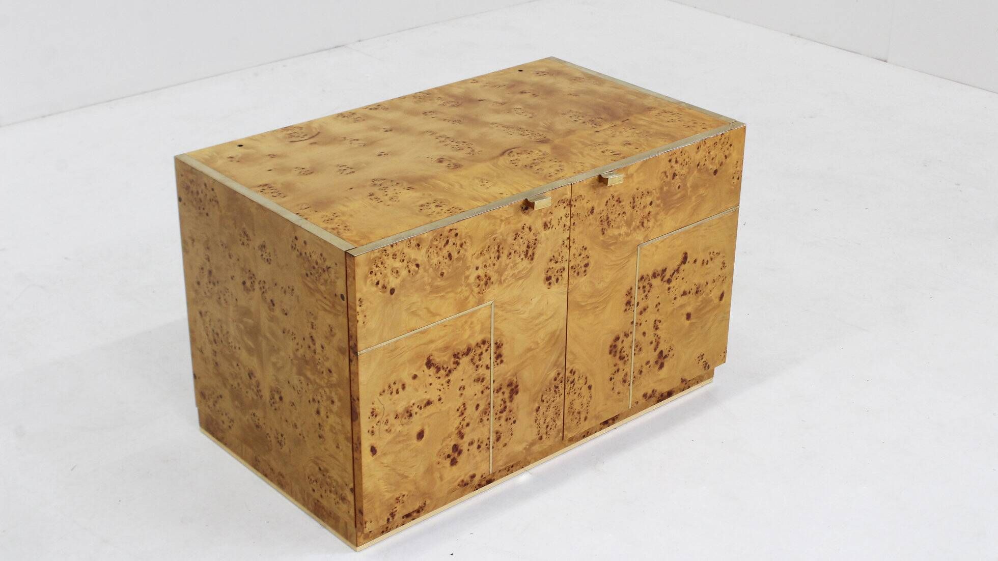 Vintage burl wood sideboard 1970s Italy