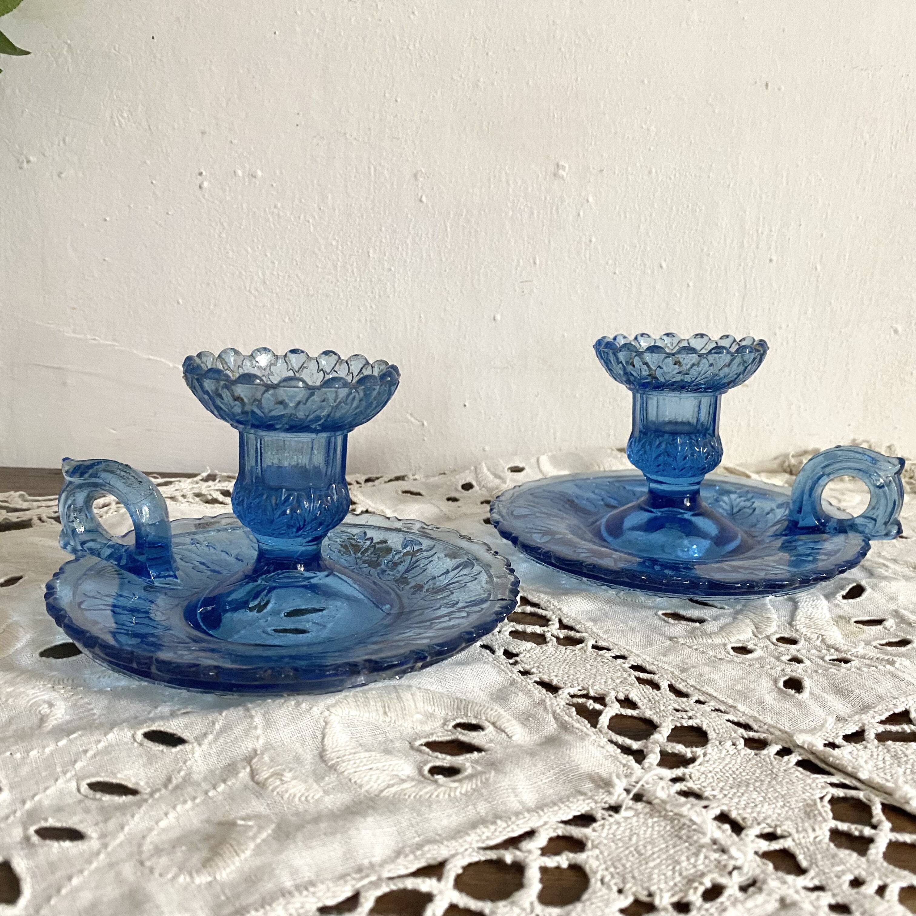 Pair of glass candlesticks