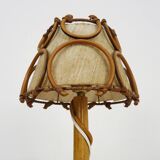Bedside lamp, table lamp in rattan, bamboo Louis Sognot. 50s