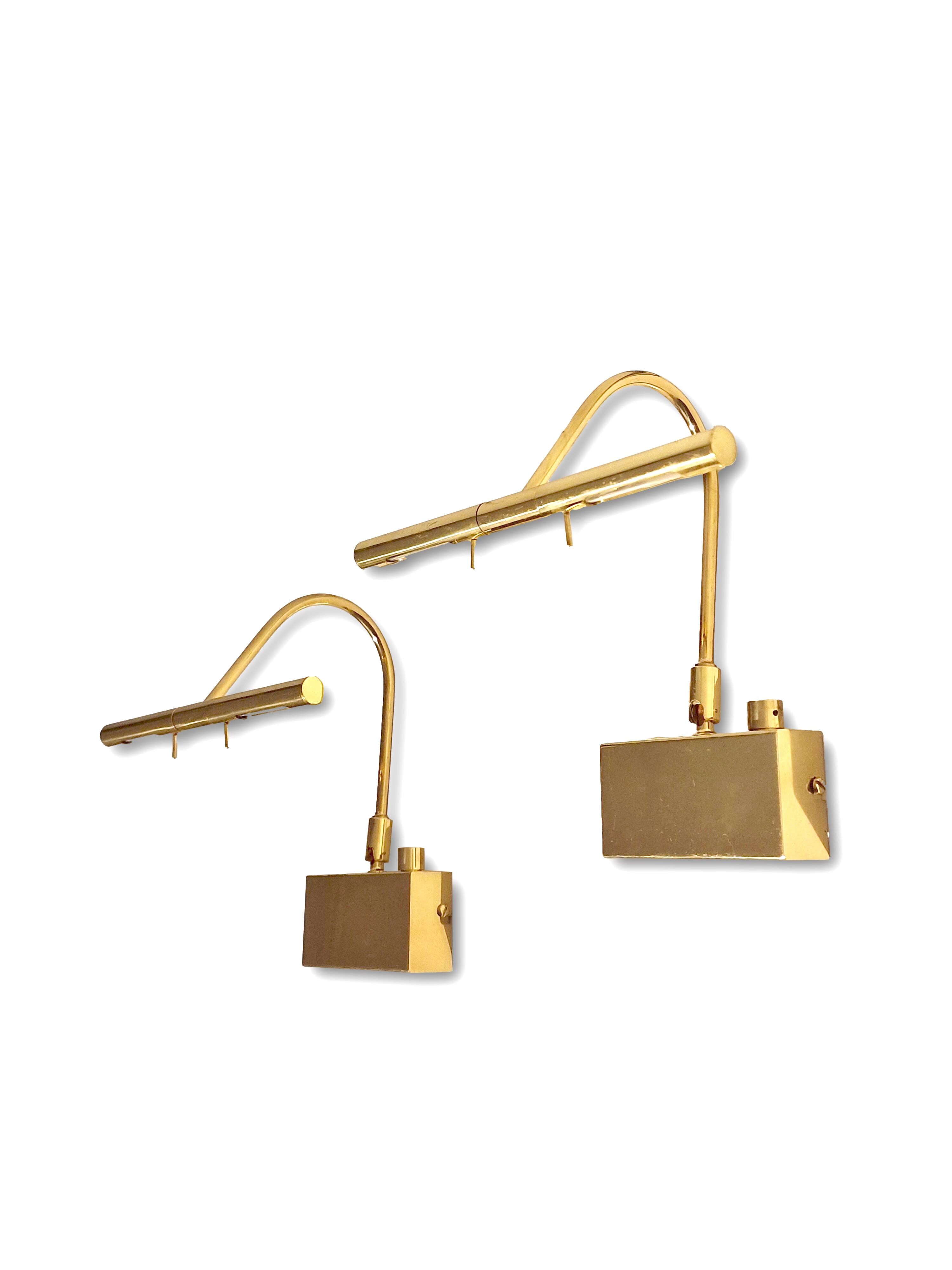 Adjustable brass bedside lamps, Italy, 1980s